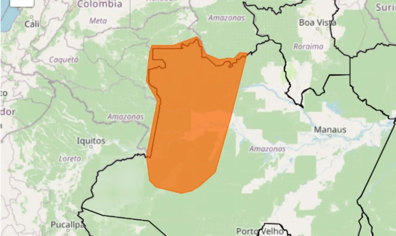 o mapa mostra as áreas em alerta para chuva intensa